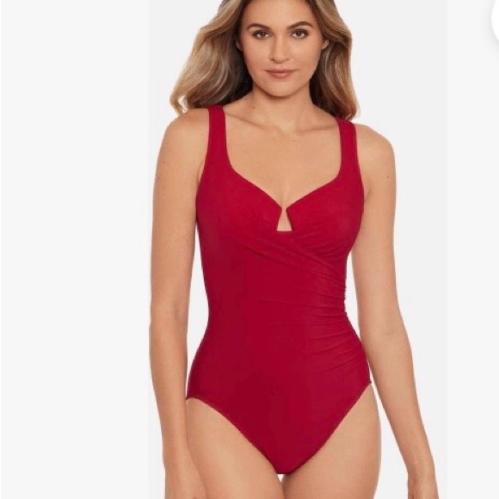 NWT Miraclesuit Grenadine Red Swimsuit Size 12